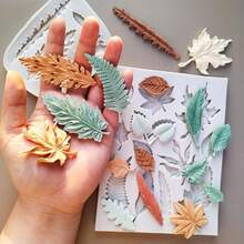 2PCS Leaf Silicone Molds, Tree Leaves Shape Mold, Resin Plaster Polymer Clay Soap Mold, Christmas Decorating Tool - A - View 3