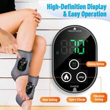 Hailicare Cordless Heated Foot & Ankle Massager, Rechargeable Vibration Wrap For Tired Feet, Portable Relief - Grey - View 9