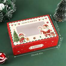 34/68/102pcs Christmas Window Decoration Gift Box Set, (Red Christmas And Green Christmas), Featuring Santa Claus And Snowman Patterns-Pre-Assembled Party Gift Box, Suitable For Christmas Decorations, Includes Christmas Stickers - Multicolor - View 4