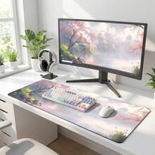 Japanese Landscape Extra Large Washable Rubber Mouse Pad, Office Computer Keyboard Mat, Back To School Gaming Mouse Pad, Desktop Accessory, Office Supplies, Gift For Men Women Friends, Non-Slip Rubber Base Desk Mat Set - Multi-color - View 3