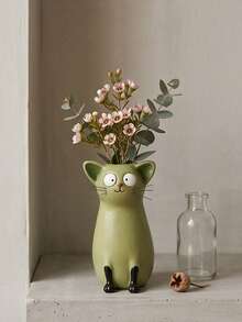 1pc Cute Cat Resin Mini Vase Set, Adorable Cat Dried Flower Holder, Home Desktop Bookshelf Decor, Perfect Gift For Cat Lovers And Animal Decor Collectors - Funny Style - View 8