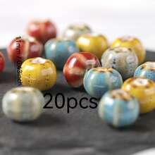 20 Pcs Ceramic Beads, 11 Mm, Porcelain Beads Set For DIY Handmade Crafts Jewelry Bracelets Necklace (Multicolor Round) - Multicolor - View 8