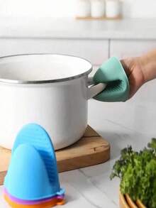 2pcs/Set Sarung Tangan Silikon Tahan Panas dan Klip Isolasi Panas Anti-Selip, Cocok untuk Memanggang, Oven, Microwave - MultiWarna - View 5