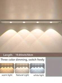 1pc Cat Eye Motion Sensor Cabinet Light USB Rechargeable LED Light Strip Dimmable 3 Color Temperatures Suitable For Kitchen Wardrobe Cabinet Bedroom Hallway - Three Colors Of Light - View 18