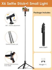 8M Bluetooth Wireless Selfie Stick Tripod With LED Light, 360° Rotating Stainless Steel Portable Phone Holder, Lightweight And Easy To Carry, Compatible With Multiple Phone Models, Suitable For Taking Photos With Family And Friends During Travel Or Couples Photos - Multicolor - View 11