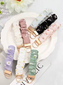 Sweet Women's Daily Gift Chiffon Printed Elastic Hair Tie Wrist Keychain, Multi-Purpose Key Holder And Bag Charm, Suitable For Keys, Phones, ID Badges, Great For Holiday Gifts - Multicolor - View 6