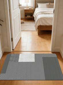 1pc 3.5mm Thick Geometric Patchwork Square Pattern Diatom Mud Mat, Cuttable Soft Rubber Material, Kitchen Carpet Bathroom Mat, Suitable For Entryway Hallway Living Room Laundry Room, Outdoor Garden Decor Door Mat - Multicolor - View 11