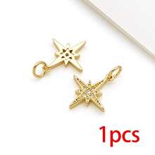 1pc 18K Golden Plated Celestial Charms Paved Crystal Sun Moon Star Rainbow Mini Pendants For DIY Bracelet Necklace Earring Jewelry Making Findings - Gold - View 15