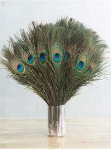 Bulk Peacock Feathers, DIY Decoration, Artificial Peacock Feather Decorative Vase, Craft Vase, Wedding Home Party Christmas Decoration - Multicolor - View 2