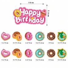 This 28-Piece Party Decoration Set Features A Donut Theme And Includes 15 Pennants, 12 Small Props, And 1 Large Prop. It Is Perfect For Decorating And Serving As A Photo Backdrop For A Dessert-Themed Birthday Party. - A - View 9