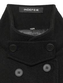 DEEKA Autumn/Winter New Women's European And American Style Fashion Minimalist Double-Breasted Overcoat - Black - View 6