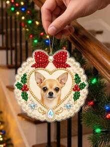 Custom DIY 3D Pearl Painting Pet Dog Photo Hanging Decor, Diamond Painting Suncatcher Home Christmas Decoration, Handmade Gift For Women - Multicolor - View 4