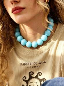 OABE 1pc Bohemian Style Dopamine Jelly Color Round Beaded Necklace, Suitable For Women's Daily Wear, Multiple Colors Available - 20 Beads - View 16