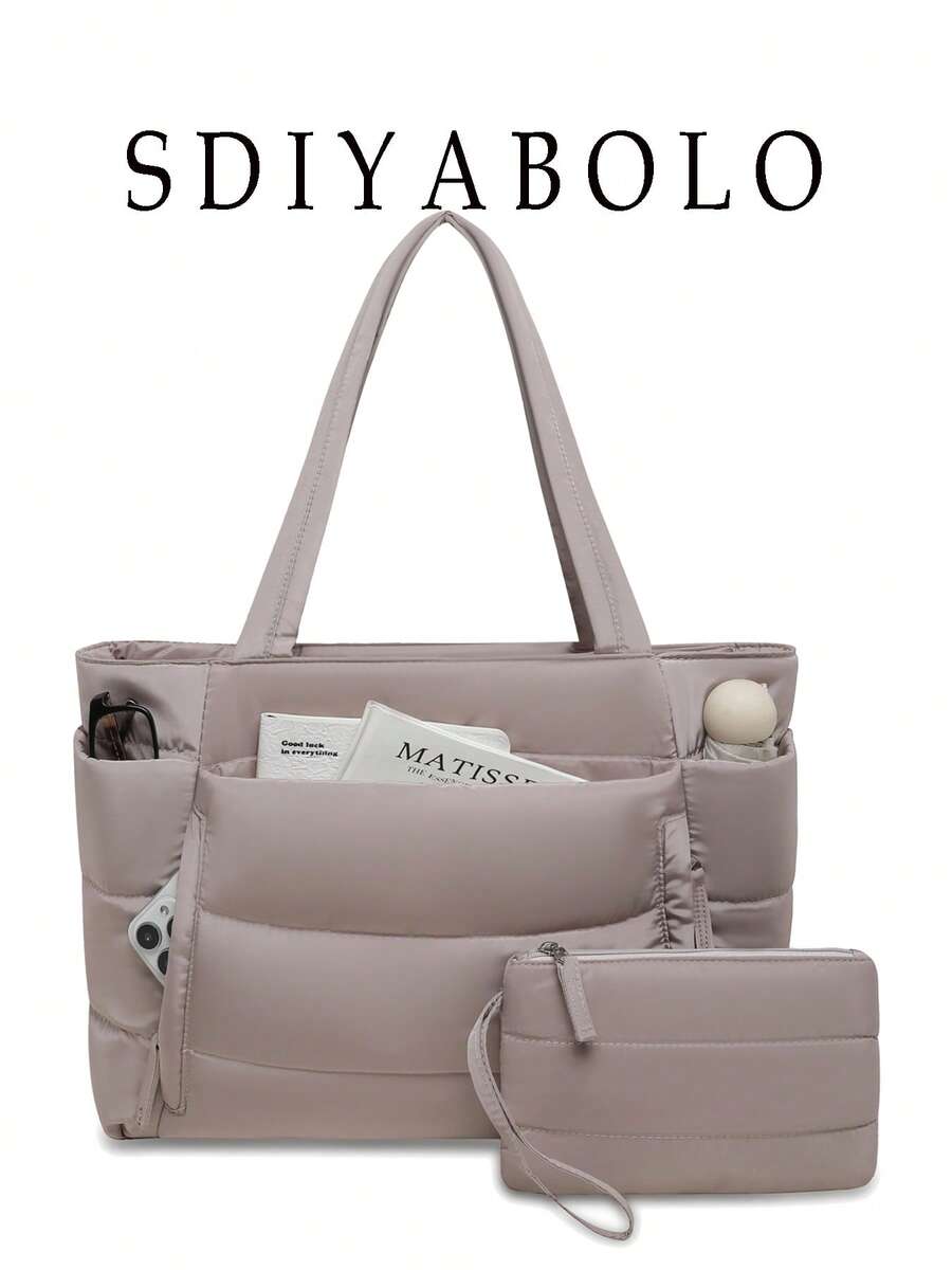 Women's Tote Bag, Lightweight Fluffy Handbag, Suitable For Travel, Work, Beach, Gym, Shopping - Khaki - View 1