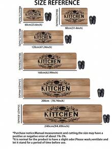 1pc Faux Wood Grain Board Base Vintage KITCHEN Theme Printed 3.5mm Floor Mat, Soft Rubber Cuttable, Kitchen Rug Bathroom Mat, Suitable For Kitchen, Bathroom, Entryway, Hallway, Living Room, Outdoor Garden Decor Small Rug Indoor Mat - Multicolor - View 3