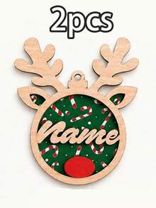 Custom Reindeer Name Christmas Ornament, Personalized Party Decor, Festive Antler Style, Checkered Decor, Customized Christmas Tree Decoration, Customizable Name Tag, Home Holiday Decor, Unique Christmas Gift 2026, Room Decor, Family And Friends - Red - View 15