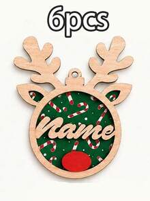 Custom Reindeer Name Christmas Ornament, Personalized Party Decor, Festive Antler Style, Checkered Decor, Customized Christmas Tree Decoration, Customizable Name Tag, Home Holiday Decor, Unique Christmas Gift 2026, Room Decor, Family And Friends - Red - View 13
