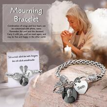 1pc Customized Photo Memorial Bracelet, Personalized Photo Bracelet, Memorial Gift For Loved Ones, Condolence Gift, Adjustable Bracelet, Photo Style Condolence Gift, Angel Wings Memorial Jewelry - Silver - View 2