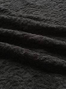 Temptaria Women's Pure Black V-Neck Lace Trim Fitted Top, Flare Long Sleeve Design, Suitable For Autumn/Winter Layering And Daily Outings - Black - View 8