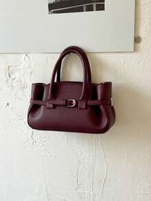 1 buah Tas Tangan Motif Leci Warna Solid Terbaru, Tali Bahu Berkerut, Tali Bahu yang Dapat Dilepas dan Disesuaikan, Tas Selempang, Cocok untuk Universitas, Perjalanan, Belanja, Jalan-jalan, dan Penggunaan Sehari-hari - Burgundy - View 7