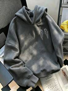 Teen-Girl Fun Print Pullover Sweatshirt, Warm And Comfortable Thermal Lined Pullover Sweatshirt For Autumn/Winter - Dark Grey - View 5