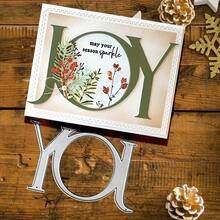 1pc Christmas JOY Greeting Card Cutting Die, JOY Greeting Card Embossing Cutting Die, Suitable For Holiday Decoration, Scrapbooking Paper Craft Knife Mold, Handmade Greeting Card DIY, Christmas Card Invitation - Christmas - View 2