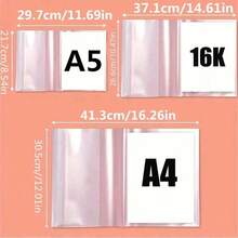 5/10/20pcs Transparent Plastic Book Covers, Book Protection Sleeves, Self-Adhesive Sealing, Transparent Book Covers, Suitable For School Student Book Protection, Waterproof And Wear-Resistant, A4, 16K, A5 Sizes, Back To School Season, Learning Supplies - Multi-color - View 3
