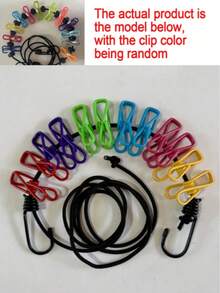 Retractable Portable Clothesline With 12 Clips And Clothespins Set For Indoor Outdoor Drying Camping Travel Clothesline Accessories Kit Rope With Hooks - Multicolor - View 11