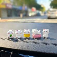 5pcs Creative Cute Spring Cat Car Desktop Ornament DIY Car Interior Office Desk Computer Screen Decor Accessories Holiday Gift - Spring Kitten - View 5