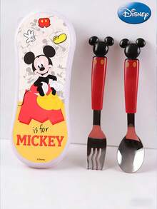 Monogram 1 Set 2pcs Disney Official Licensed Cars Red McQueen Cartoon Fork & Spoon Set, Teenager Tableware, Restaurant Food Gift, Racing Dream Lightning Speed, PP Material, Birthday Racing Party, Back To School, Birthday Christmas - Red - View 1