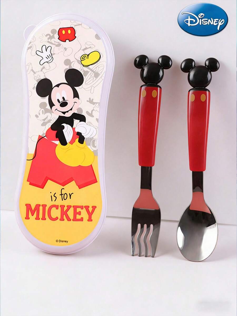 Monogram 1 Set 2pcs Disney Official Licensed Cars Red McQueen Cartoon Fork & Spoon Set, Teenager Tableware, Restaurant Food Gift, Racing Dream Lightning Speed, PP Material, Birthday Racing Party, Back To School, Birthday Christmas - Red - View 1