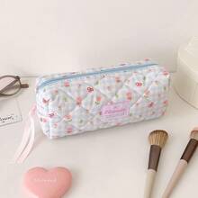 Fresh Bow & Floral Pencil Case, Large Capacity Compartment Stationery Pouch For Students, Stationery Storage Bag - Floral Bow - View 10