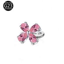 1Pc Pink Series G23 Titanium CZ Inlaid Dermal Anchor Hypoallergenic Body Piercing Jewelry For Daily Wear - Pink - View 15