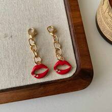 3pcs Girls Vintage Red Lips Pendant, Rhinestone Inlaid Heart Pendant, Gold Chain Lobster Clasp Bag Charm, Sexy Hot Girl Style Daily Versatile Accessory - Rhinestone Lip Lobster Clasp - View 8