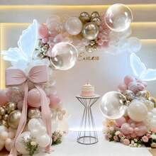 113pcs Pink Balloon Garland Arch Kit, Pearl Pink White And Gold Balloon Large Clear Balloons For Birthday Babyshower Bridal Shower Wedding Party Decorations - View 6