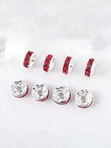 Christmas1/20 Pcs Red Green White 8mm Crystal Rhinestone Spacer Beads Set - Perfect For DIY Jewelry Making, Bracelets, Necklaces And Craft Gifts - Multicolor - View 8