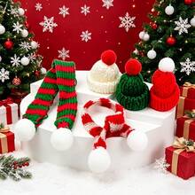 1 Set Mixed Color Mini Christmas Knitted Hats And Scarves, Wine Bottle Decoration, Suitable For Christmas Party Decoration, Snowman, Christmas Tree Decoration, Home Holiday Gathering Decoration - View 10