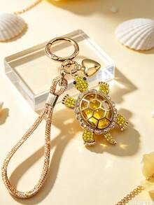 Turtle Keychain, Heart Combination Charm Keychain,Imitation Crystal Sea Turtle Key Ring, Perfect Gift For Women, Teacher'S Day /Thanksgiving Gifts - Multicolor - View 6