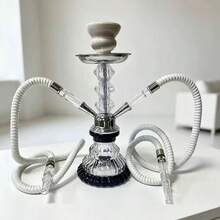 Complete Hookah Set, Dual Hose Glass Hookah Pot Combination, Portable Hookah, Includes Hookah Bowl And Full Set Of Accessories, Suitable For Home, Bar, Party Scenes - White - View 3