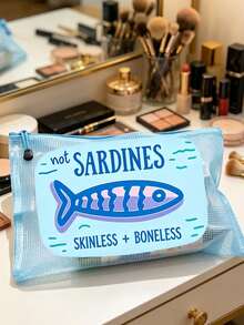 Antique Sardine Waterproof Fashionable Beach Bag, Cartoon Rainbow Trout Pattern, Large Capacity Transparent Cosmetic Bag With Nylon Zipper - Lightweight, Very Suitable For Swimming, Beach, Cosmetics, Gifts For Friends - Multicolor - View 3