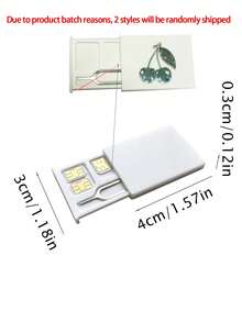 Crystal Cherry Print Card Holder, SIM Card Pin Slot, Comes With SIM Card Pin. Cherry Print Portable SIM Card Storage Box, Phone Card Holder, SIM Card And SD Card Storage Box, Travel Storage Box, Compact And Lightweight, Anti-Loss And Durable, Anti-Drop And Durable, Suitable For Smartphones, Tablets And Other Devices, Can Store SIM Card/SIM Card Pin, Ideal Choice For Storing Backup SIM Card When Changing Phone Number, Also A Great Gift. - Multicolor - View 8