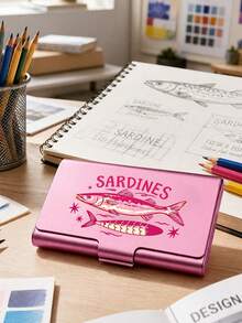 Jewelry Storage Box With Colorful Sardine Pattern; Jewelry Organizer Box. Aluminum Alloy Jewelry Storage Box, Travel Jewelry Storage Box, Metal Business Card Holder, Daily Use Jewelry Box, Accessory Storage, Suitable For Small Earrings, Rings, Pendants, Birthday Gift, Halloween Christmas Gift - Multicolor - View 10