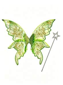Shiny Butterfly Fairy Wings Costume Set, With Flower Crown, Elf Ears And Magic Wand. Suitable For Halloween Role-Playing And Party Events. - Multicolor - View 30
