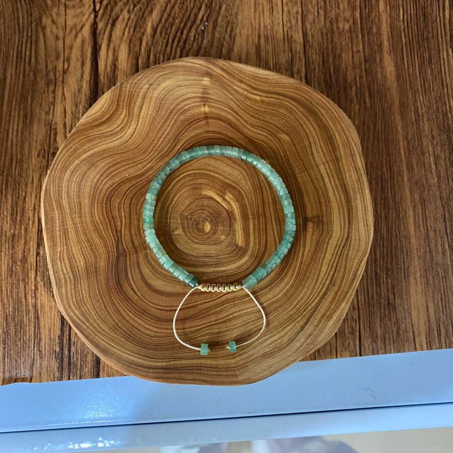 1pc Natural Agate Wealth Bracelet, Attracts Wealth And Good Luck, Lucky Charm Bracelet - Minimalist Design For Daily Wear, Absorbs Wealth, Fashion Accessory, Natural Stone, Perfect Gift For Women - Green - View 1