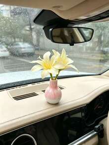 Small Flower Vase Car Ornament, Artificial Flower Car Interior Dashboard Decoration, Fresh Creative Car Interior Desktop Accessory, Mini Artificial Flower Car Interior Ornament, Small Flower Vase Dashboard Decoration, Healing Car Interior Desktop Decor Item - Lily Vase - View 15