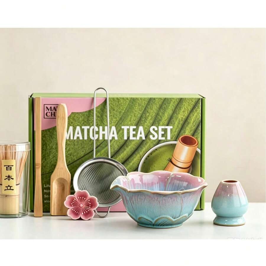 1件/5件/7件花卉陶瓷抹茶套組-抹茶碗、抹茶刷、抹茶杯、抹茶刷架、茶匙、茶碗套組,抹茶製作、甜點與糕點製作、茶飲製作工具組,日式禮盒茶具組,宋代抹茶茶刷工具組 - 彩色 - 查看 1