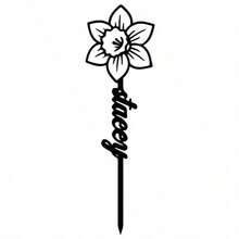 1pc Customized Floral Memorial Stake, Metal Tombstone, Rose Cemetery Plaque, Birth Flower, Memorial Garden Stake - Black - View 25