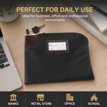 Tas Uang Tunai/Tas Setoran Bank Eagle yang Dapat Dikunci, Ukuran 10,82 x 8,2 x 1,38 Inci, Hitam - A - View 7