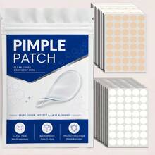 400 Buah Plester Wajah Hidrokoloid dengan Ujung Meruncing, 2 Warna Nude & Bening, Stiker Tipis Tak Terlihat, untuk Penggunaan Sehari-hari - Bulat - View 1