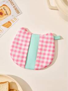 1pc 13x15cm Heat-Resistant Canvas Oven Mitt, Cute Plaid Mini Pot Holder, With Hanging Loop Multi-Function Kitchen Baking Microwave Heat Insulation Pad - View 10